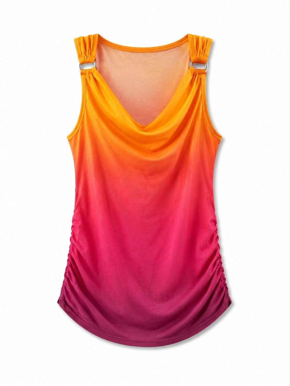 4/$20➡️ Sleeveless Cowl Neck Sunset Ombre Tank Top Ruched Sides – Size Small GUC